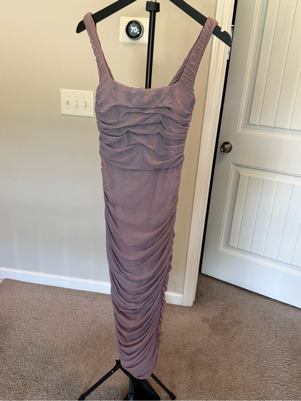 Nookie Mauve Ruched Midi Dress